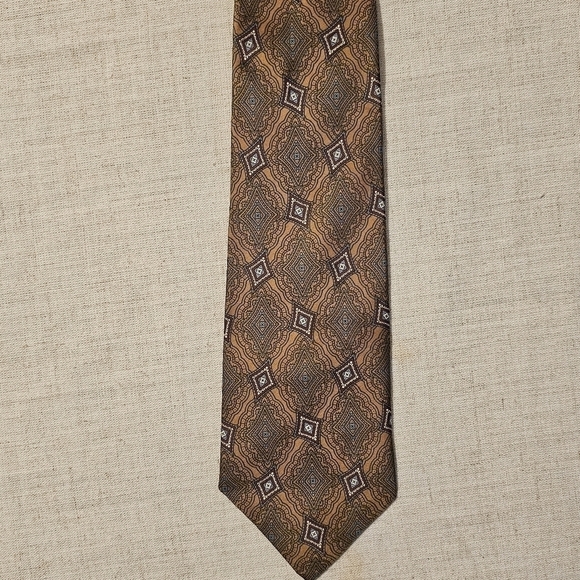 Oscar de la Renta Vintage Silk Diamond Pattern Mens Tie - Picture 2 of 6
